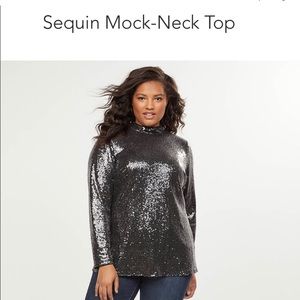 Lane Bryant Black Sequin Mock Turtleneck Top Size 26 New with Tags